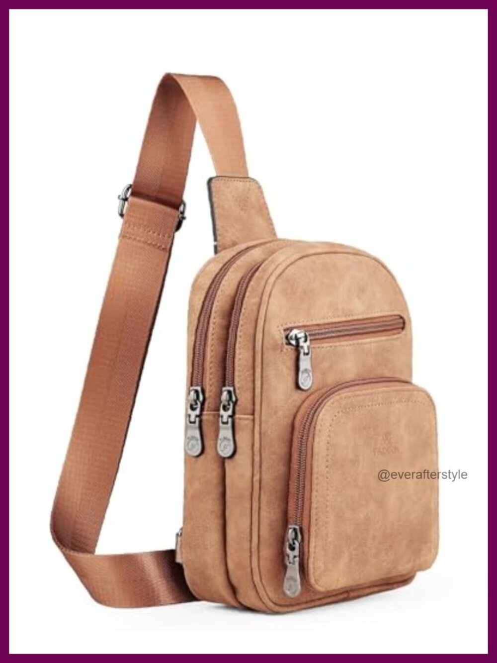 FADEON Sling Crossbody Bag PU Leather 7 Pockets Adjustable Strap